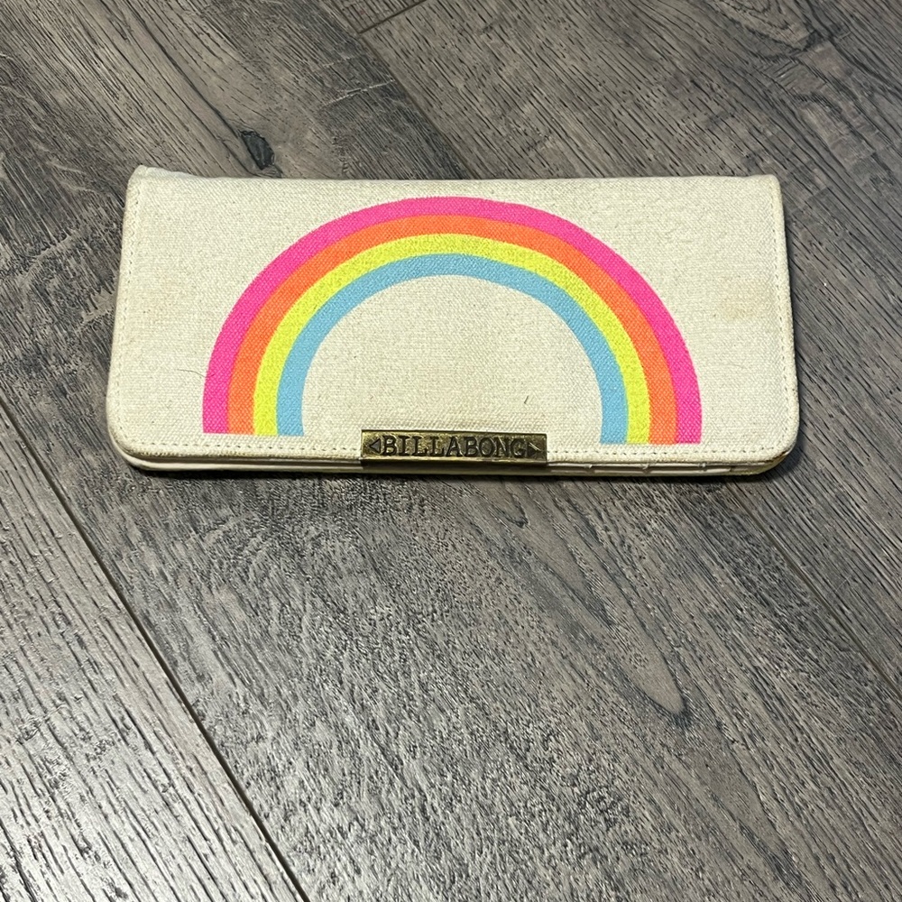 Billabong Cream and Pink Bag with Rainbow Design
